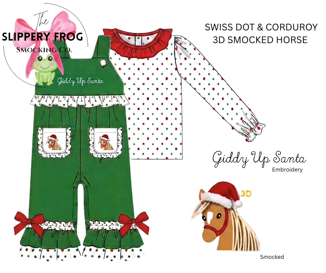 Giddy Up Santa Girl Overall Set