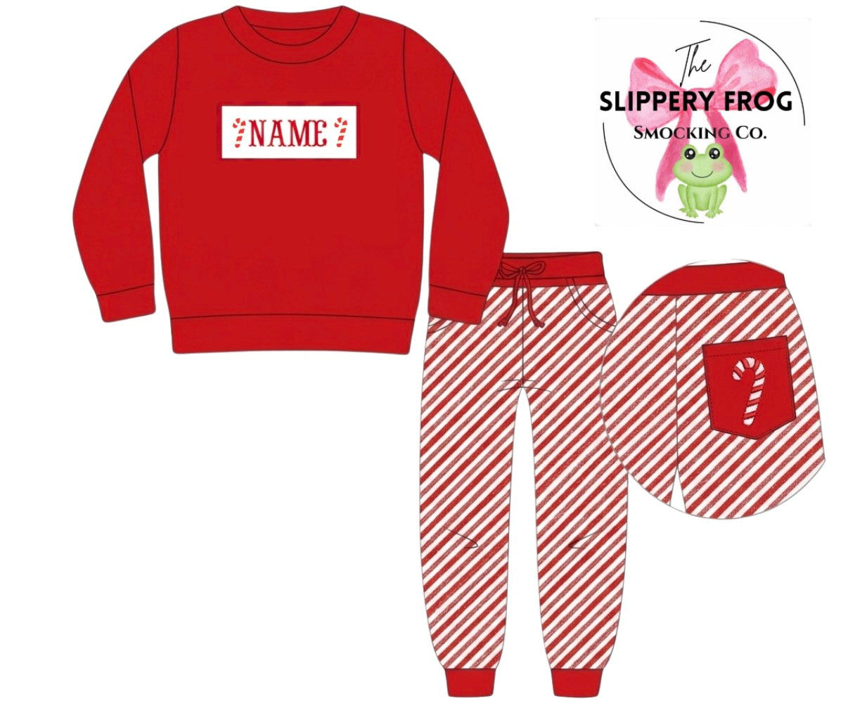 Candy cane cutie- boy jogger set