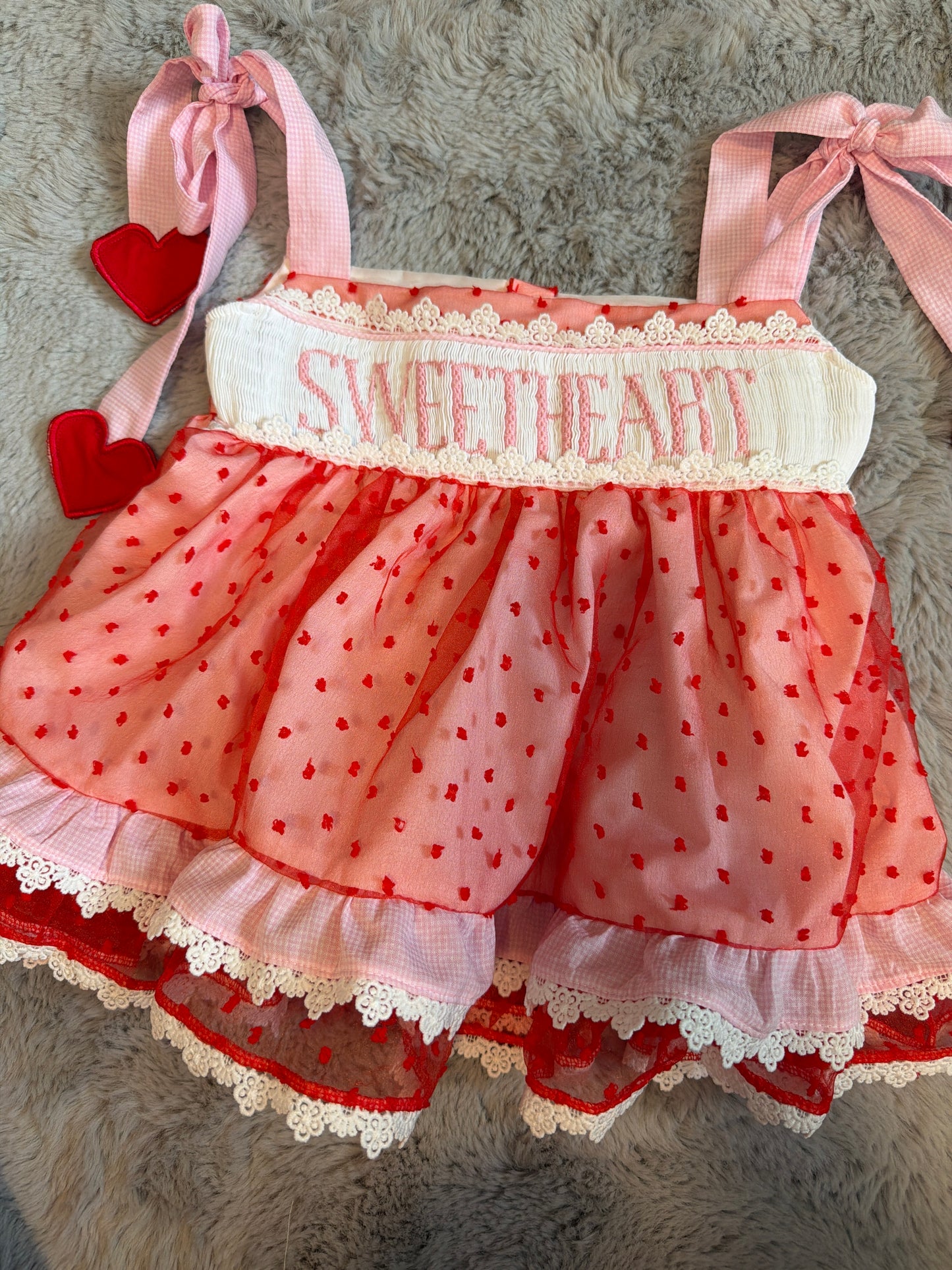 Sweetheart smocked 3 piece bloomer set