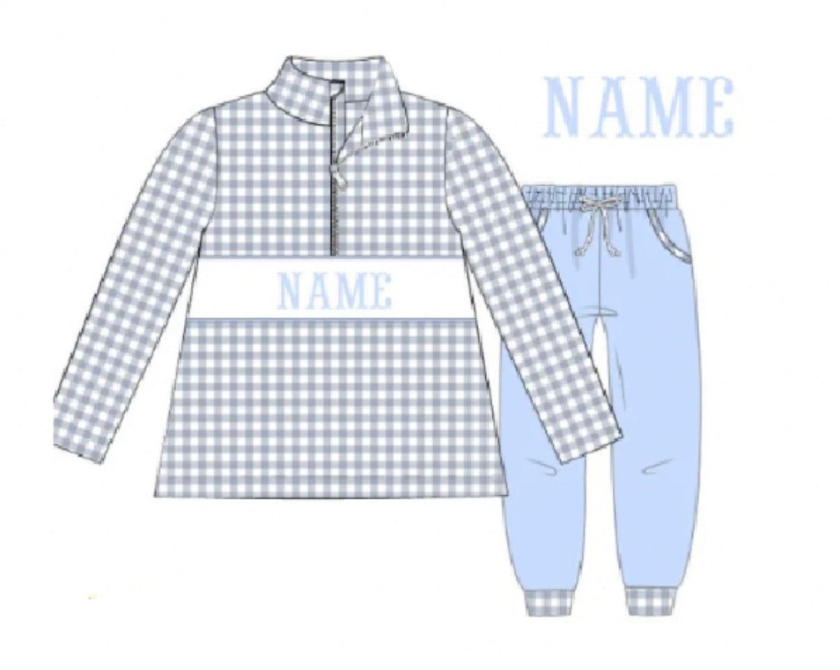 Boys Gingham Pullover Set
