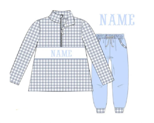 Boys Gingham Pullover Set
