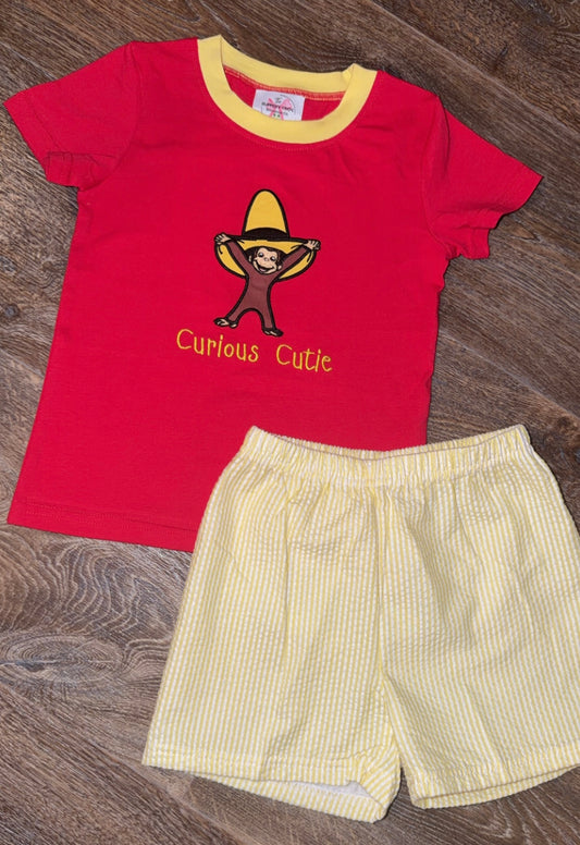 Curious cutie boy short set