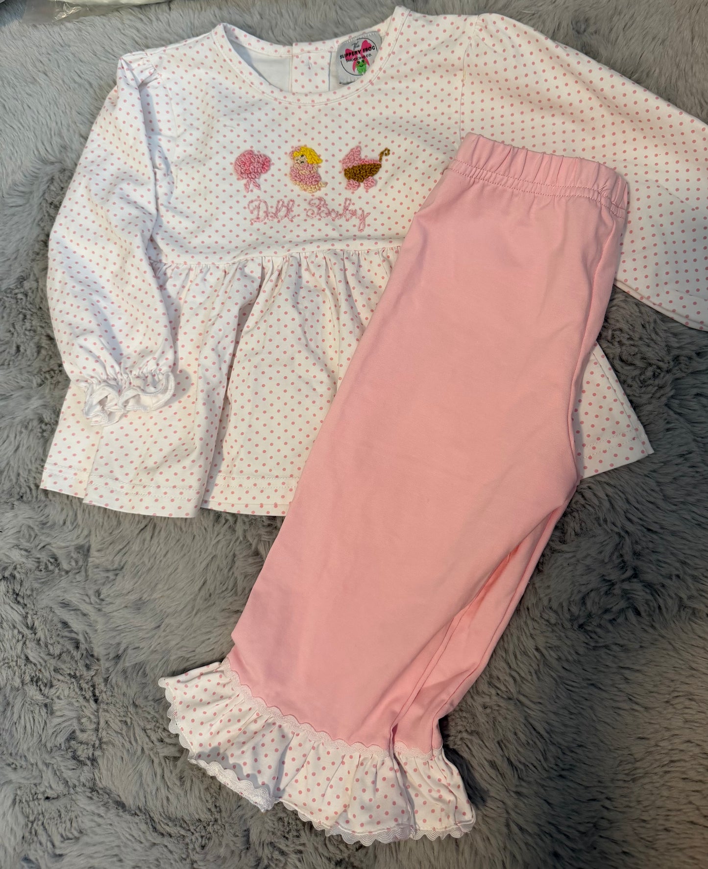 Doll baby hand French knot pants set