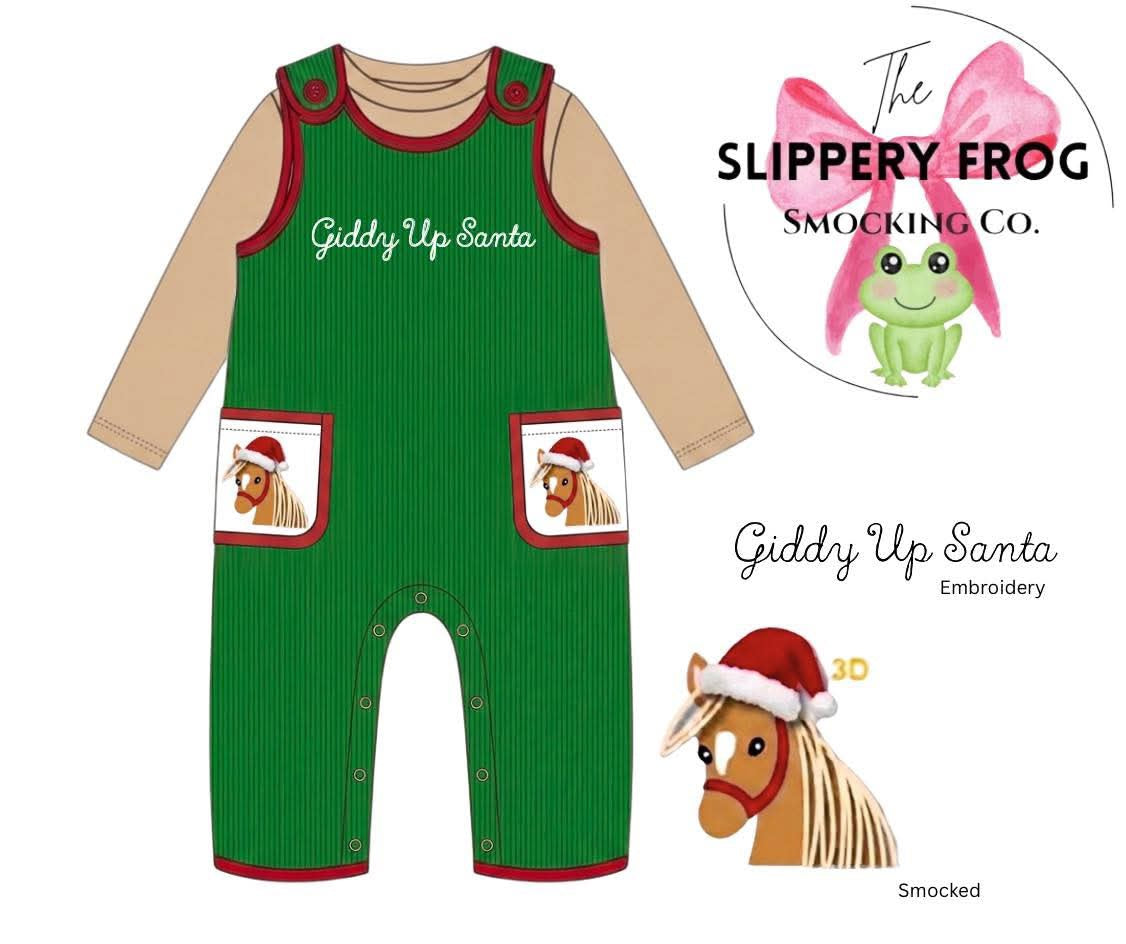 Giddy Up Santa Boy Overalls