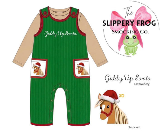 Giddy Up Santa Boy Overalls