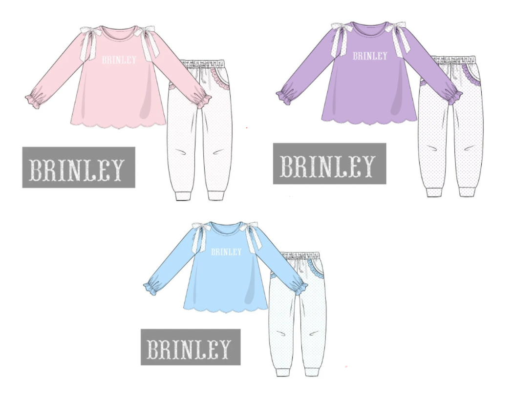 Girls Winter Basic French Knot Pant Sets